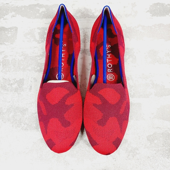New Rothy's The Loafer Red Camo Round Toe Slip On LoafersT16